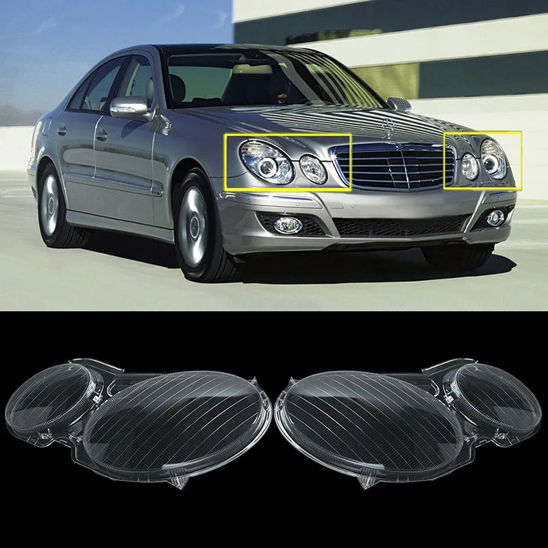 New 1 Pair Polycarbonate Headlight Left Right Headlamp Clear Lens Cover For Mercedes Benz E CLASS