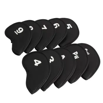 

SZ-LGFM-10pcs Golf Head Cover Iron Putter Head Protector Set Neoprene Black