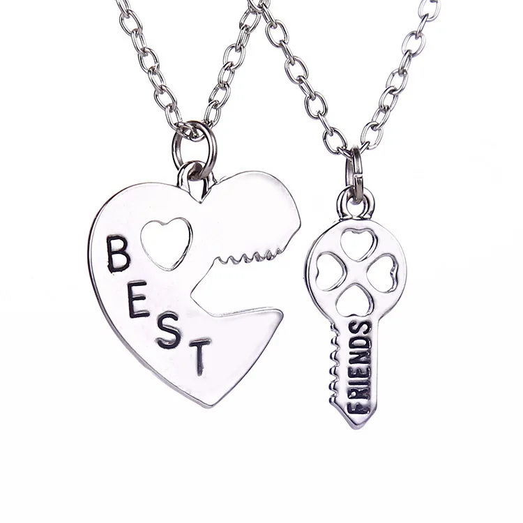 10 set/lot Best Friend Necklaces Key To The Heart Pendant Necklaces