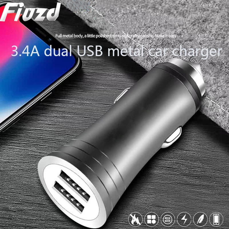 

3.1A Metal Dual USB Car Charger For Huawei p20 10 pro lite max quick charger for Samsung S9/S10e/S 10/S8 9/C9/Pro/C7Prote7/8