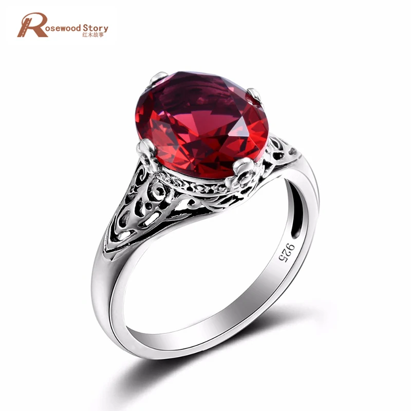 

Vintage Accessories Jewelry 925 Silver Cocktail Ring Garnet Crystal Butterfly Finger Ring For Women Wedding Engagement Party