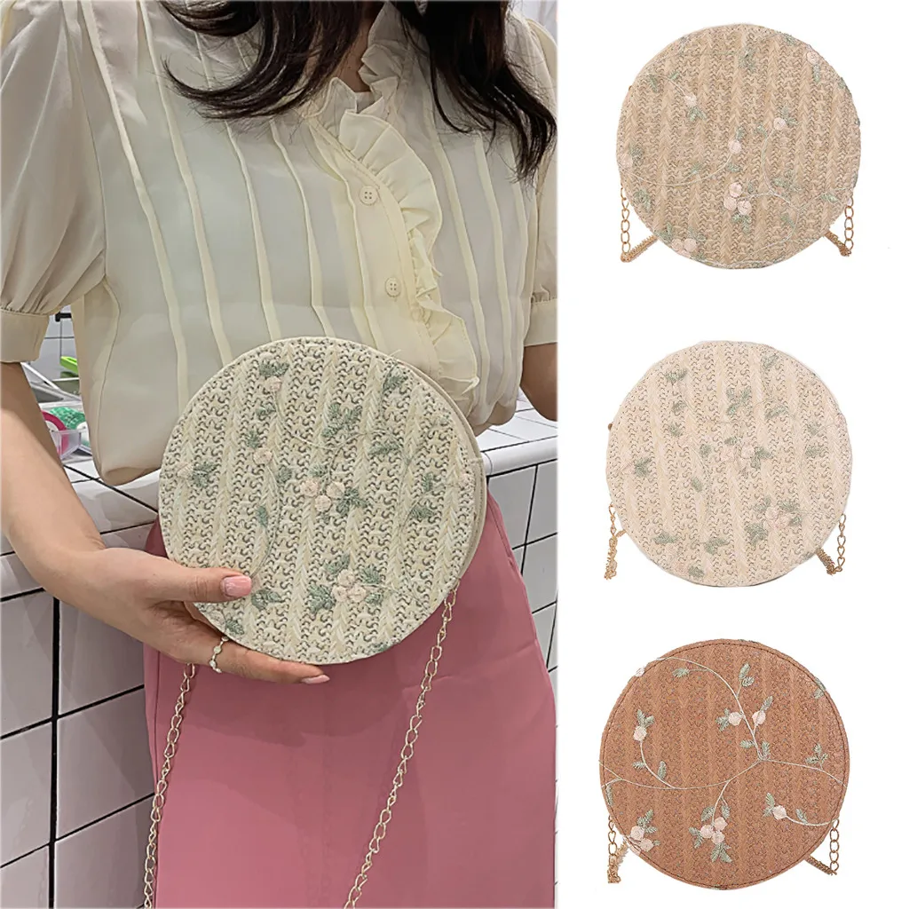 Bali Island Woven Bag Round Shoulder Bag Rattan Straw Bags Satchel Bohemia Beach Circle Messenger Bags#YJ