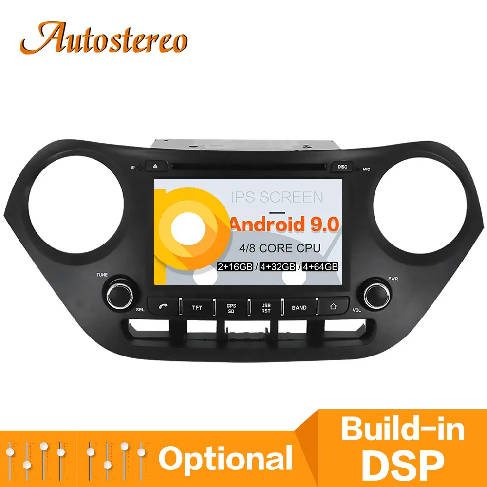 Sale DSP newest Android 9.0 Car DVD Player for Hyundai I10 I-10 2013+ GPS navigation multimedia satnav stereo radio tape recorder Nav 2