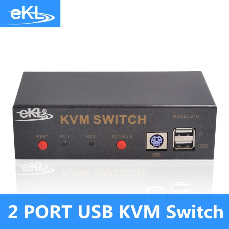 EKL 2 port PS/2 USB VGA KVM Switch With Original cables