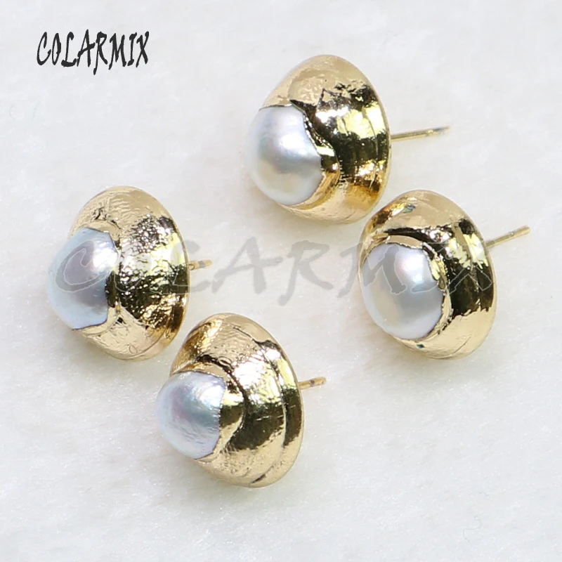 

Gold color plated pearls earirngs stud earrings jewelry earrings for gift natural pearls earrings9034