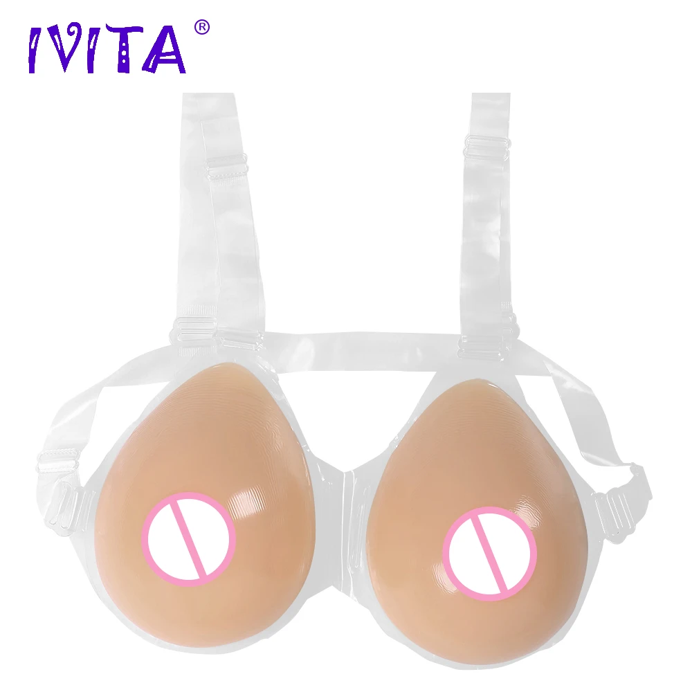

IVITA 1400g Artificial Silicone Breast Forms False Boobs Enhancer With Shoulder Straps For Transsexual Mastectomy Drag Queen