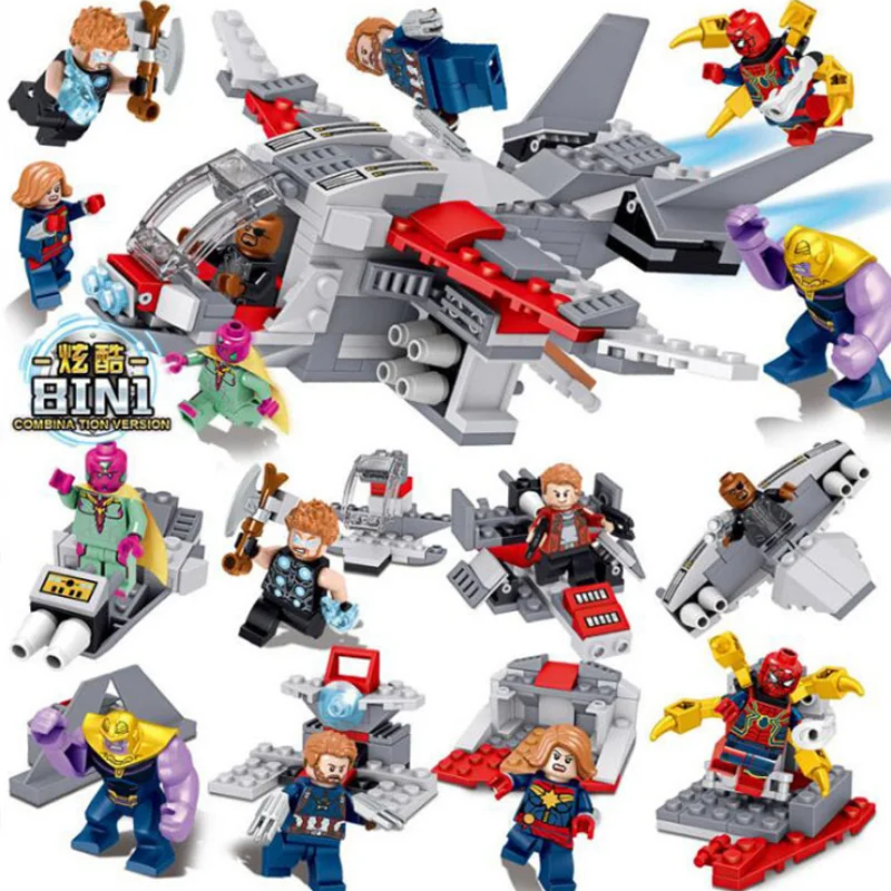

8 in 1 Marvel avengers 4 endgame Thanos Iron Man Captain America super hero Set Figures Legoing Building Blocks Bricks Toys