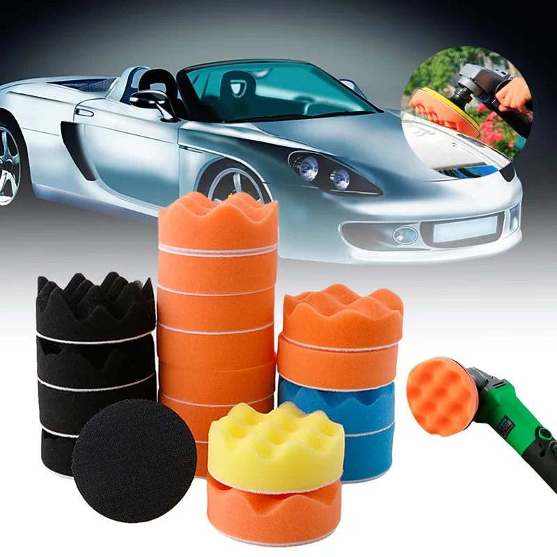 

18Pcs 3" Sponge Buff Buffing Polishing Pad Kit Set M10/M14 Thread Car Polisher