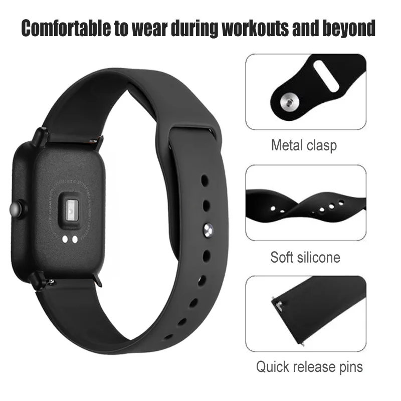 20 мм ремешок Браслет Для Xiaomi Amazfit GTS для часов Bip GTR 42 металлический из нержавеющей