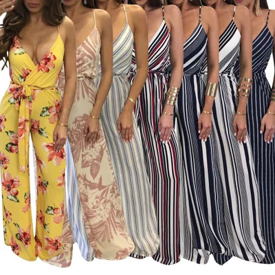 spaghetti neck long jumpsuit