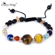 

Crazy Feng New Natural Stone Beads Bracelets for women Universe Galaxy Planet Solar System Beaded Bracelet Bangles Men Jewelry