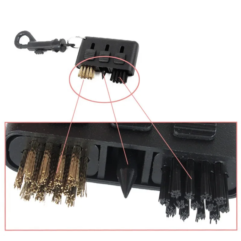 Щетка для гольфа 3 в 1, для гольфа, латунь+ нейлон, для гольф-клуба, головка, паз, щетка для чистки, набор инструментов с вешалкой, Прямая поставка