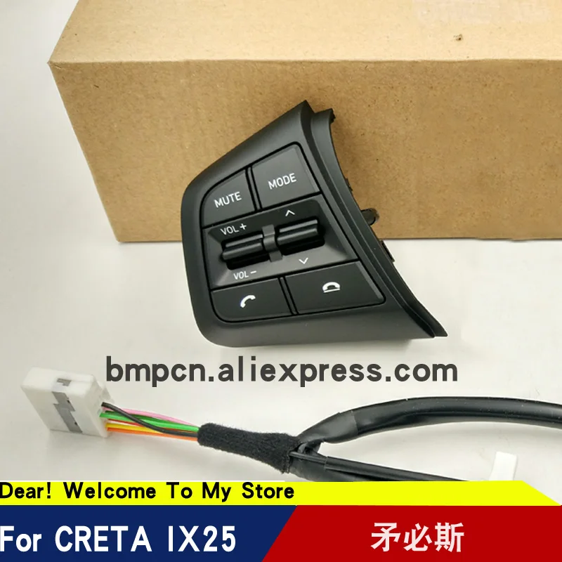 Руль для hyundai ix25 creta 2,0 1,6 кнопки Bluetooth телефон круиз контроль пульт дистанционного управления Кнопка левая музыкальная кнопка - Цвет: NEW LEFTand wire