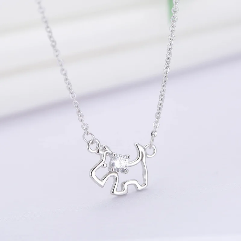 

925 Sterling Silver Pet Dog Necklaces & Pendants For Women Choker Chain Necklace Jewelry Collar Colar de Plat dz488
