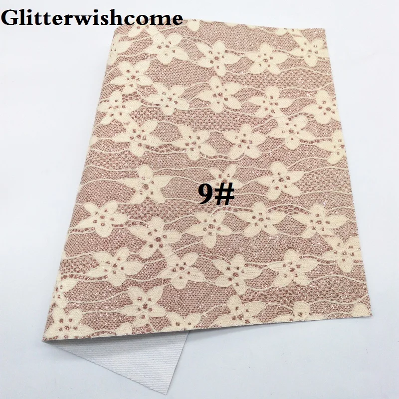 Glitterwishcome 21X29 см A4 размер винил для бантов флуоресцентная кружевная блестящая кожаная ткань винил для бантов, GM086A - Цвет: 9