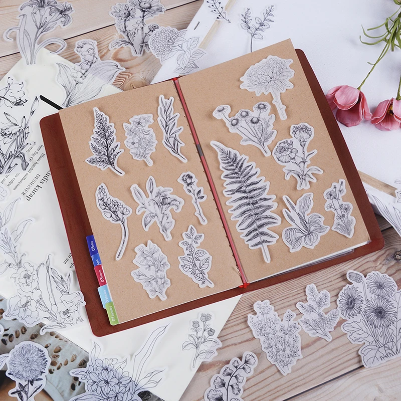 

Vintage Flowers Style Vellum Paper Stickers Scrapbooking/Card Making/Journaling Project DIY 58pcs