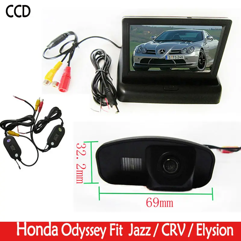 

wireless WIFI Night Vision Reverse color CCD Car Camera with 4.3 Inch Rear view Monitor For Honda CRV CR-V Odyddey Fit Jazz