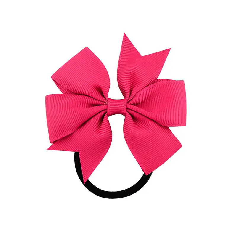 Sale Solid Ribbon Bows Hair rope Girls Bow Elastic kids Children Hair Tie Hair Band princess Hair Accessories - Цвет: 7