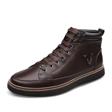 2017 High Top Casual Pour Hommes Bottes D’hiver En Cuir Casual Hommes Casual Chaussures Automne Respirant Bottes Hommes Blanc Botas A2971