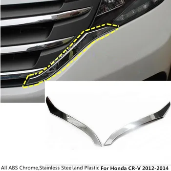 

Top For Honda CRV CR-V 2012 2013 2014 car protect detector ABS chrome trim Front up head Grid Grill Grille panel 2pcs/set