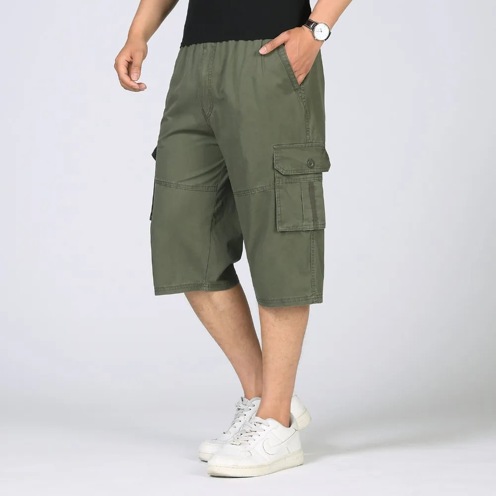 Hot Summer Men Casual Shorts Multi Pocket Zipper Crotch Men Shorts Casual Bermuda Loose Fashion Male Cargo Shorts Plus Size 5XL