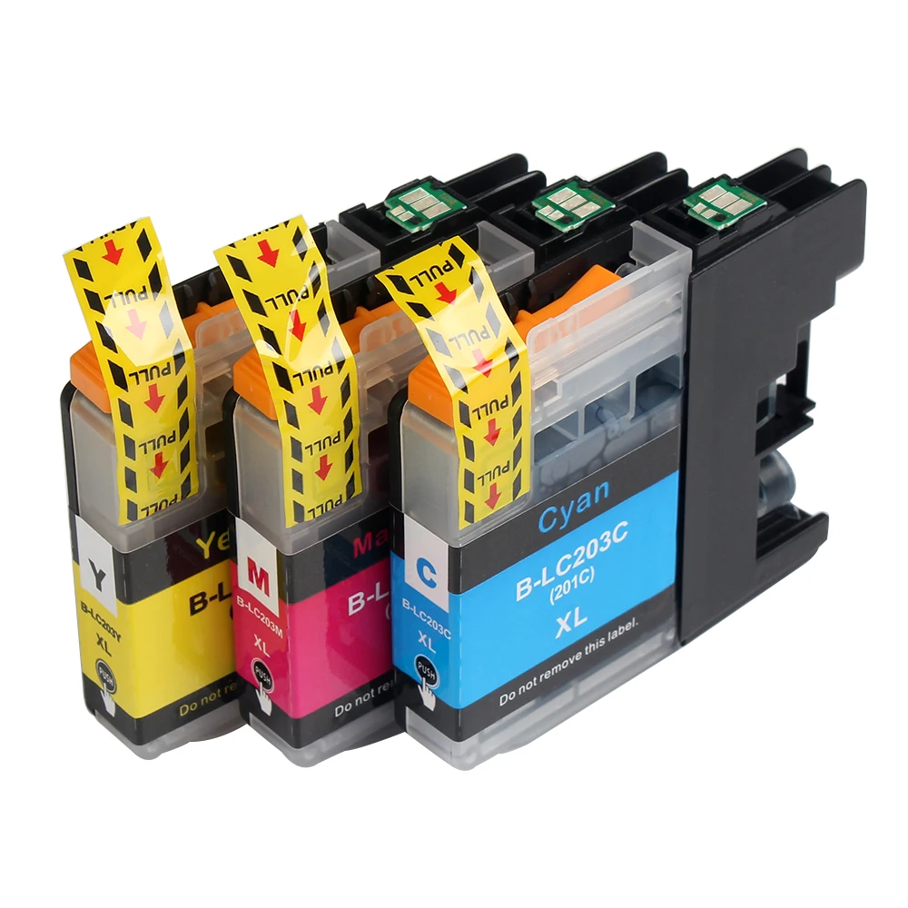 

Cyan+Magenta+Yellow Ink Cartridges for Brother LC201 LC-201 LC 201 203 203XL LC203XL with Chip MFC-J880DW MFC-J885DW MFC-J5620W