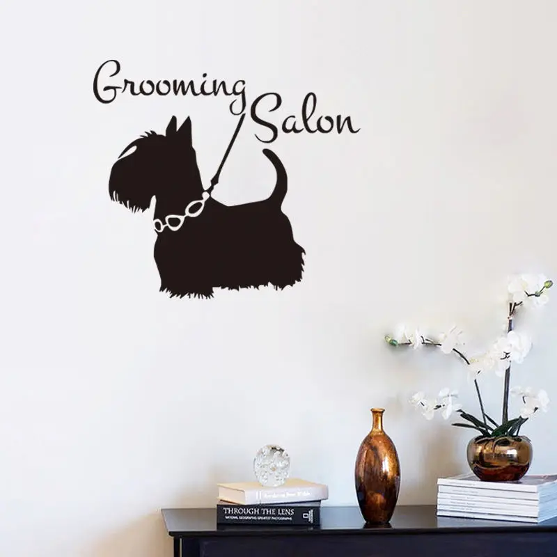 Carton Cute Dog Wall Sticker Quote Grooming Salon Vinyl Decal Puppy Pet