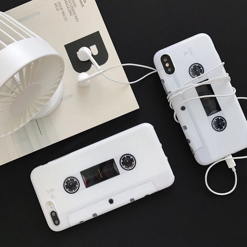 Fashion Music magnetic tape Phone case For iPhone 7 X Retro style soft silicon for 6 6s 8 Plus protective |