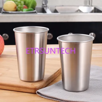 

50pcs/lot 500ml Stainless Steel Cups With Juice Beer Glass Portion Cups 16oz Tumbler Pint Metal Kitchen Bar Large Drinking Mug