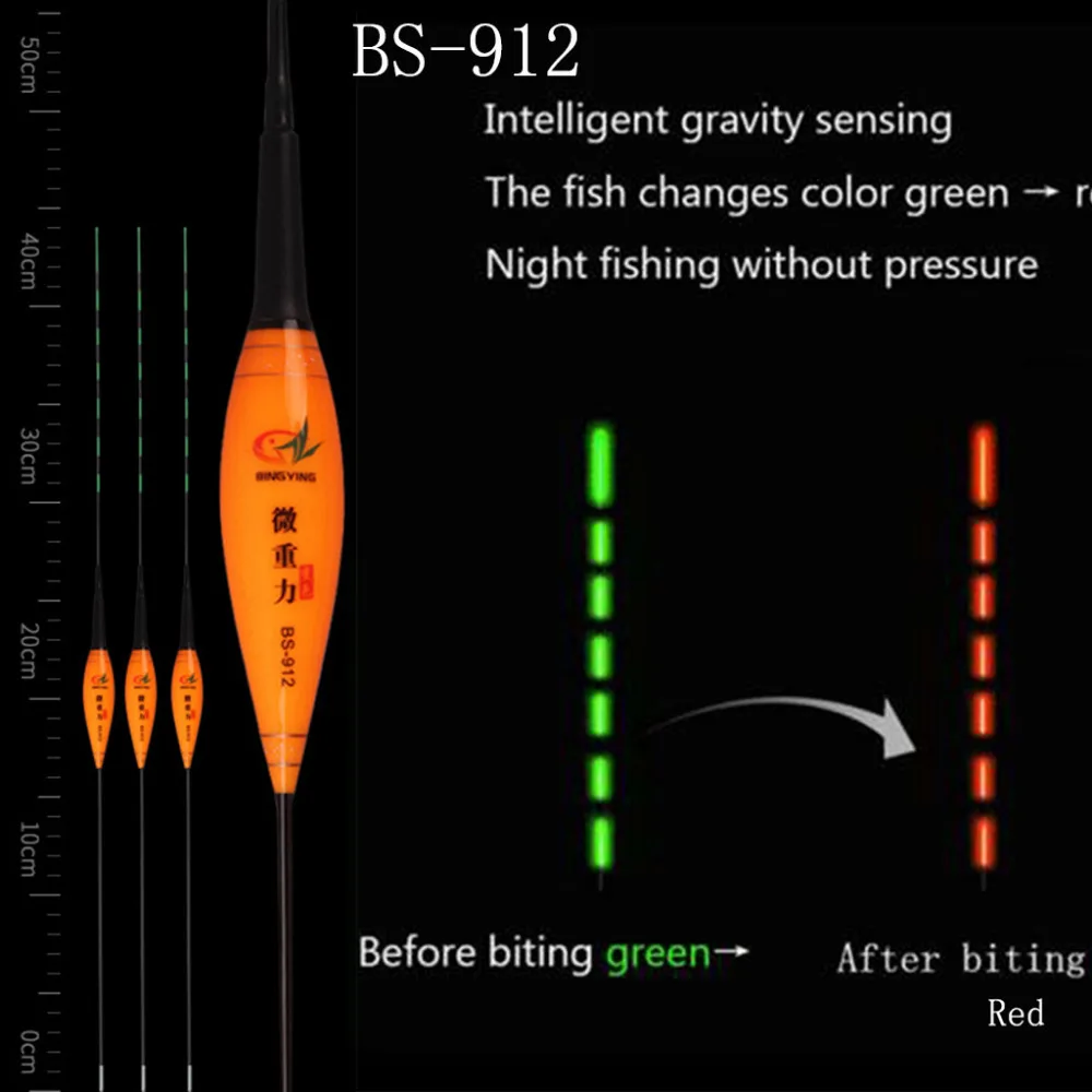 2019 Fishing fish drift LED intelligent alarm bite hook color electronic drift nano micro gravity luminous fishing float 40J1 (5)