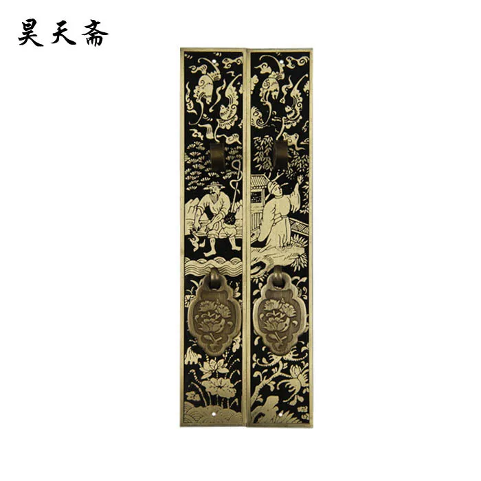 

[Haotian vegetarian] new Chinese Ming and Qing antique copper door handle door handle antique carved HTC-312