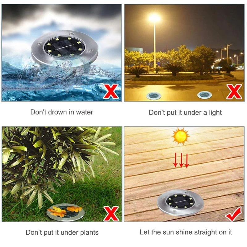 8 Leds Solar Powered Lamp Waterproof Outdoor Garden Pathway Deck Wedge Solar Light For Path Underground Floor Lawn Square Park Road (2)