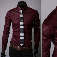 Высокое качество Мода г. демисезонный 5 цветов для мужчин's повседневное ромбовидная решетка тонкий стильный платье с длинными рукавам