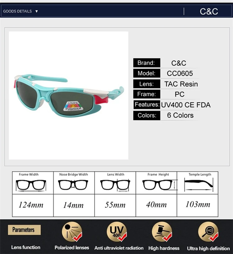 New Kids TAC Polarized Goggles Baby Children Sunglasses UV400 Sun glasses Boys Girls Cute Cool Glasses 2018 Riding glasses (10)