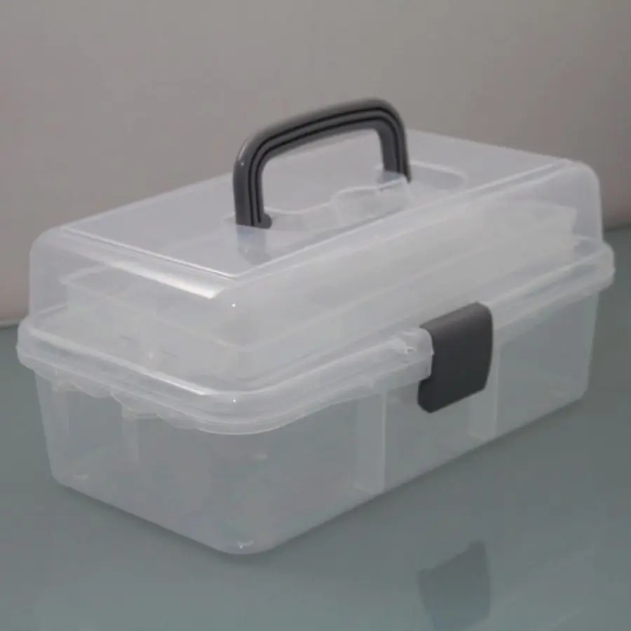 

1 PCS Big Storage Transparent Folded Tool Box Work-Box Toys Tool Case Color Coating Cosmetic Tools Box