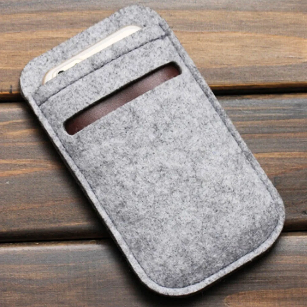 Универсальный чехол из шерстяного войлока для 4,7 дюймов 5,5 дюймов, чехол для телефона, кошелек, сумка для телефона, слот для карт, чехол для iPhone samsung