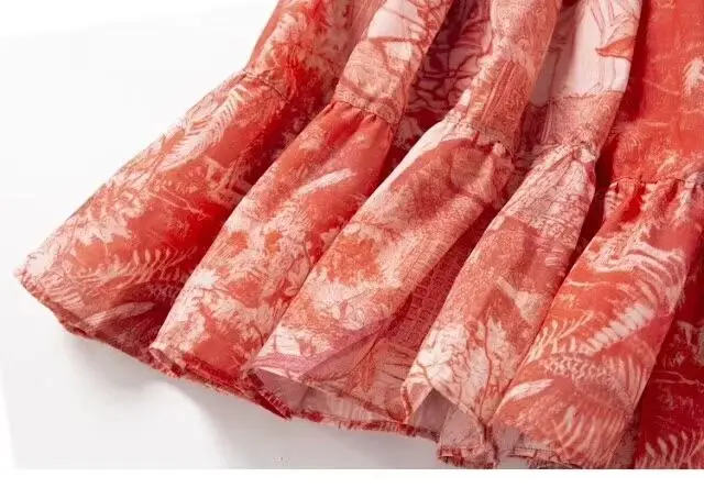 Женская летняя пляжная длинная красная юбка с высокой талией