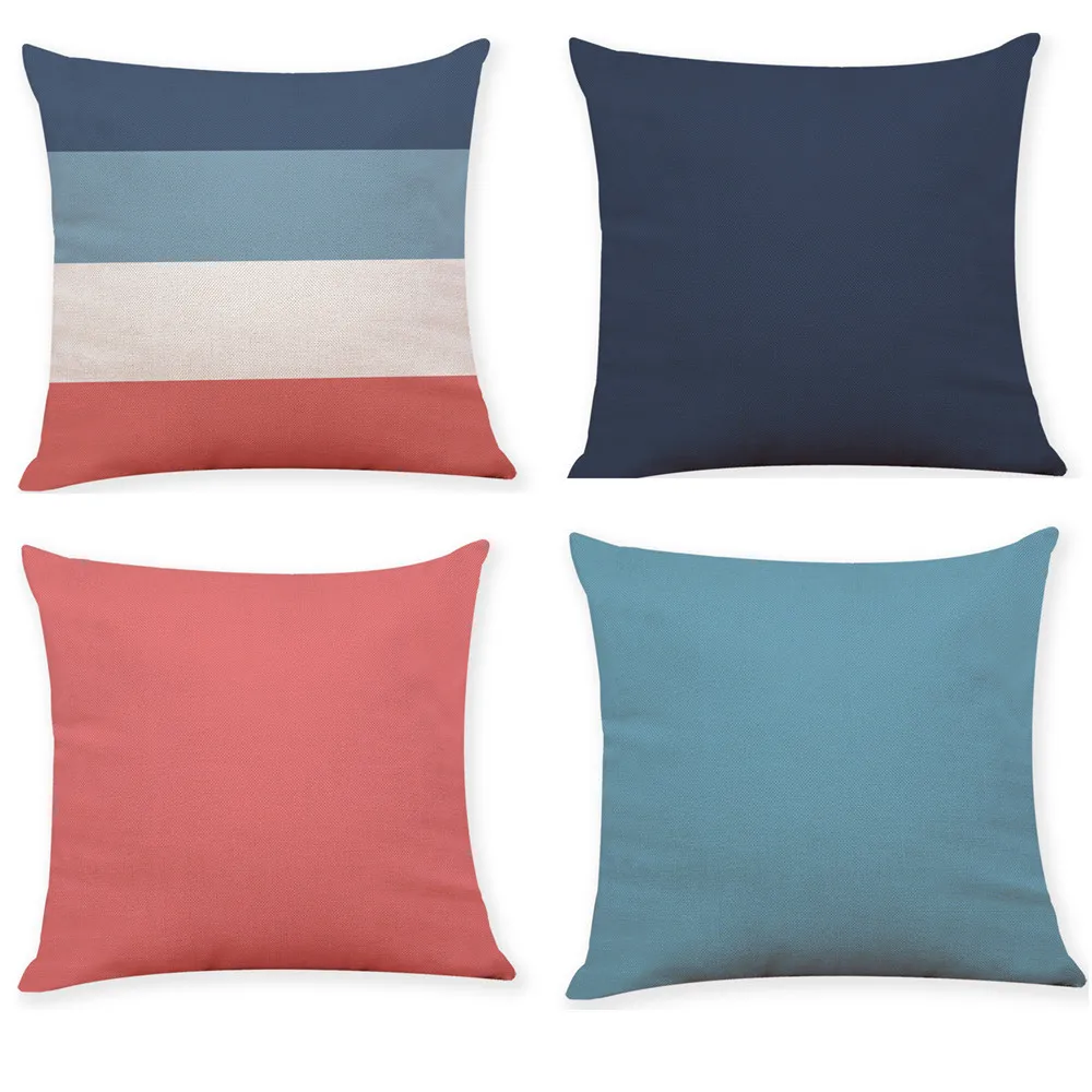 

Classic Simple Fashion Linen Blend Cushion Cover Monochrome Style Throw Pillowcase For Home Decor Car Solid color Pillow Covers