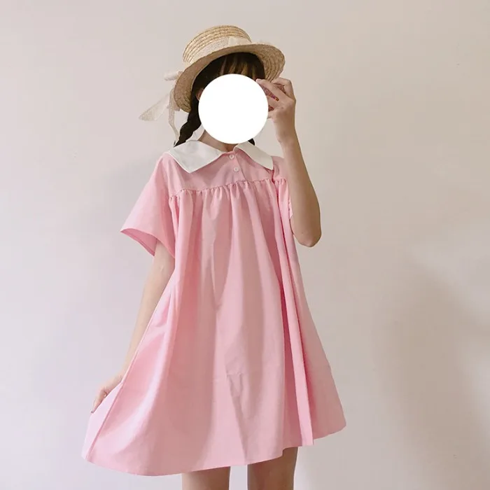

Summer Women's New Japanese Sweet Short Sleeve Cute Tens Girls Dress Fashion Casual Loli Student Dress Womens Summer Tunics