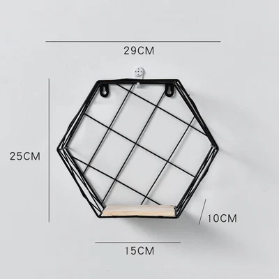 Железная шестиугольная сетка настенная полка комбинированная настенная подвесная геометрическая фигура для украшения стен гостиная вешалка для спальни - Цвет: 2