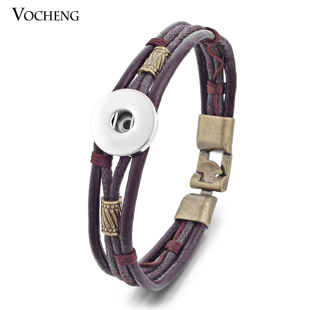 

10pcs/lot Wholesale Vocheng Ginger Snap Button 18mm Bracelet Cow Leather Jewelry NN-365*10 Free Shipping