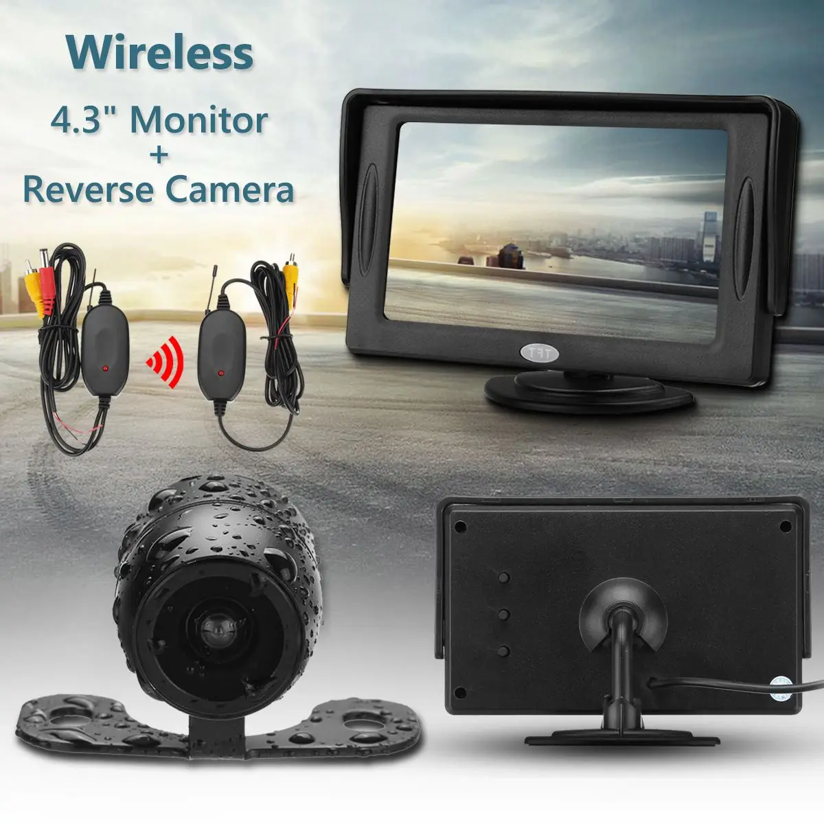 

120 Degree Wireless Car Rear View Kit 4.3'' TFT LCD Monitor+HD Backup Reversing Camera