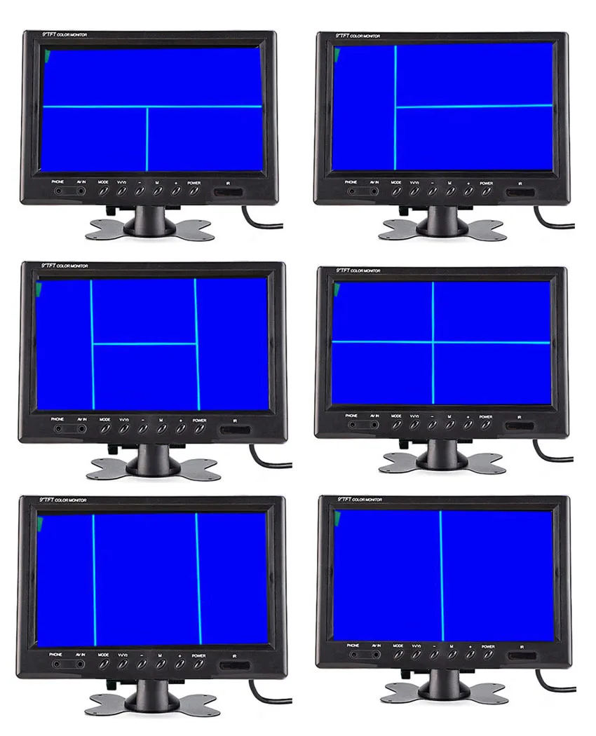 Автомобиль заднего вида 9 "ЖК-дисплей монитор 4CH Quad Разделение Экран Для Автобус Грузовик Караван дом на колесах Ван Camper 12 в-24 В