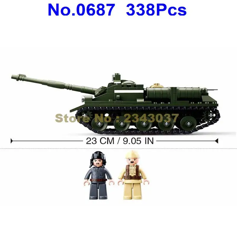 Sluban 338 шт военные ww2 Вторая мировая война su85 Танк строительные блоки