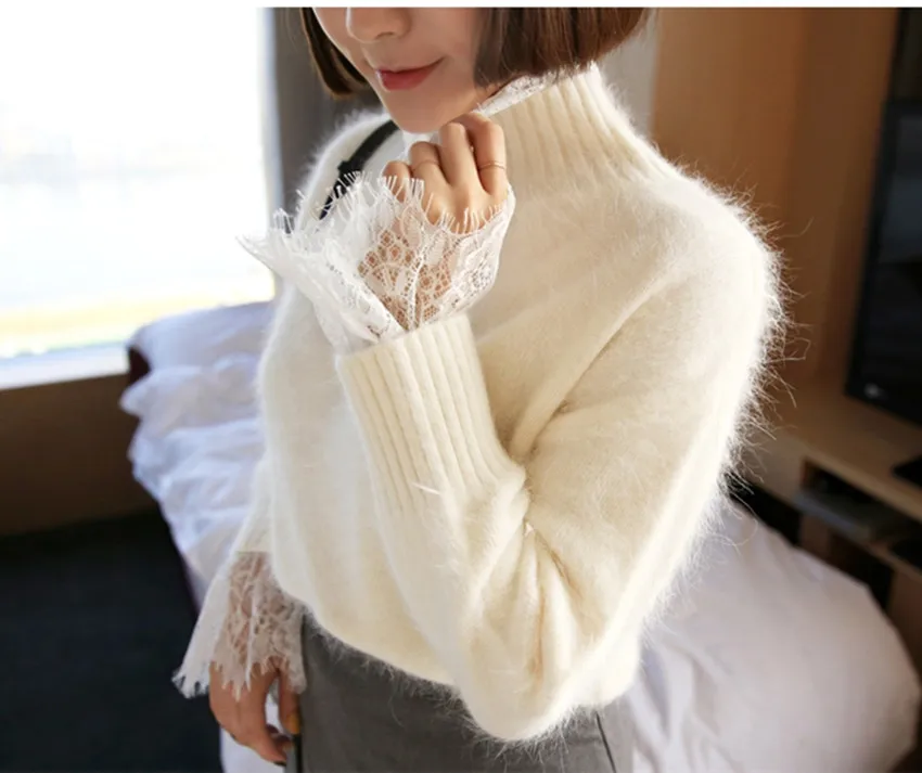 HAMALIEL корейский женский вязаный свитер осень зима желтая норка кашемир мягкие теплые пуловеры повседневные свободные топы с воротником-стойкой
