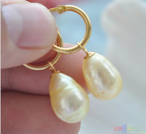 

00 FREE SHIPPING *****P3876 13MM YELLOW RICE FRESHWATER PEARL DANGLE EARRING
