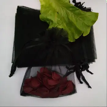 

200pcs/ Black 17x23 20x30 25x35 30x40cm Organza Gift Bags Jewelry Packaging Drawstring Bags Apply to Wedding/Birthday/Party