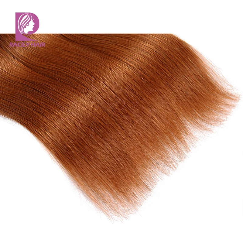 Racily волос T1B/30 перуанский прямые волосы человеческих волос 3/4 Связки с закрытием коричневый прядь волос с покраской Омбре Связки с закрытием