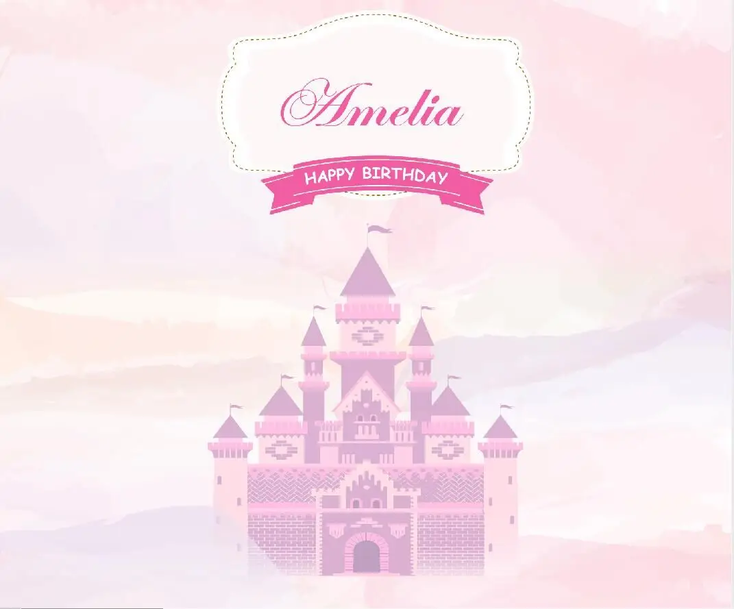 Birthday party backdrop,Watercolor castle dector banner party backdrops,baby shower, dessert table photography background W-292