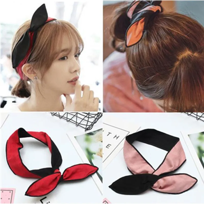 New Women Headband Metal Inside Ear Headband DIY Sweet Rabbit Ear ...